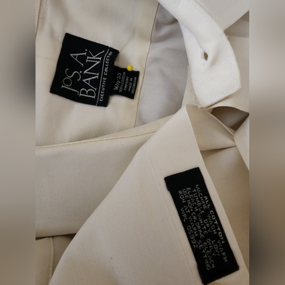 Jos. A. Banks Pinpoint Shirt, Men's size 16 1/2 Cream Color Dress Shirt - Picture 7 of 8